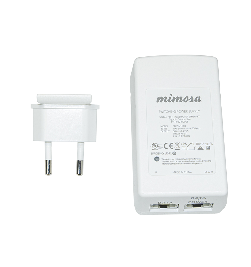 Mimosa PoE power supply 56 V DC 0.275 A gigabit Ethernet